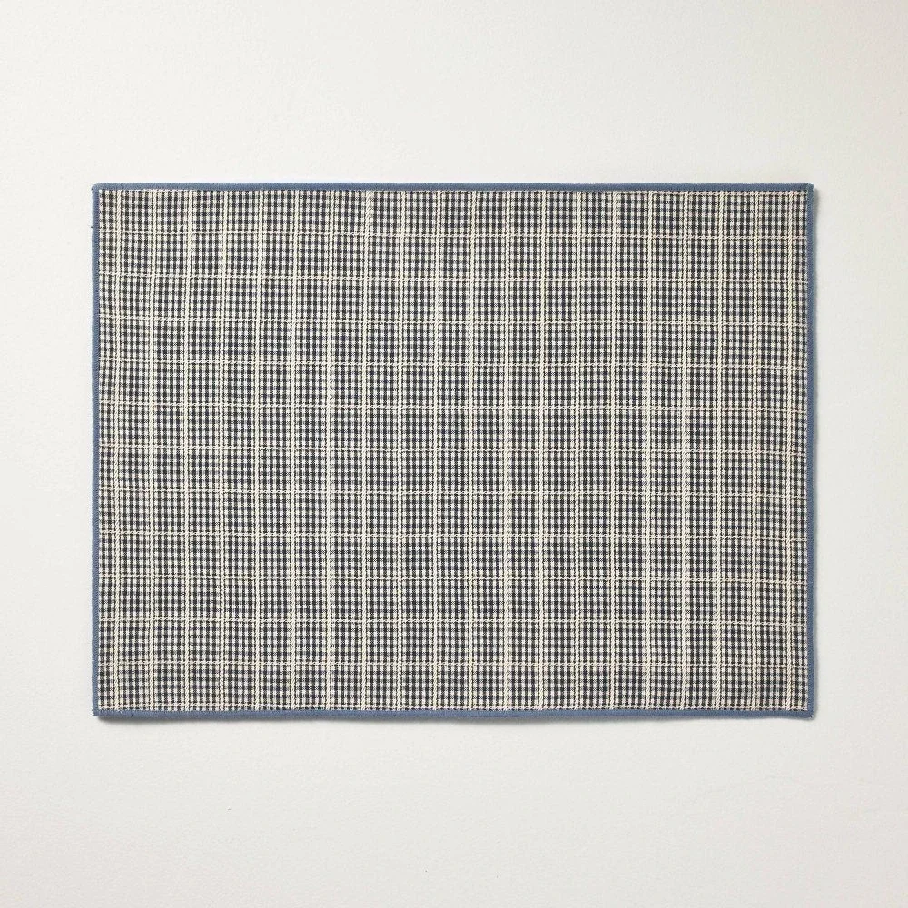4pk Jute-Cotton Placemats, Navy Plaid - Hearth & Hand Magnolia, Target